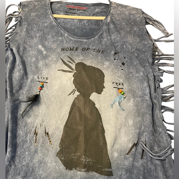 Seven Seventy Limited Edition Indigo Tie Dye Dress with fringed sides. Size L - Picture 6 of 7